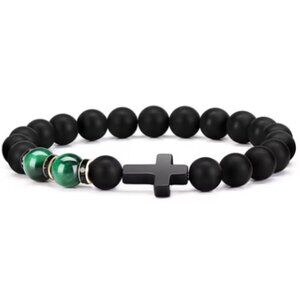 Cross Bracelet,Onyx Bracelet,Cross Onyx Stone Bracelet
